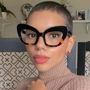 Women Oversized Fashion Optical Frames Glasses - BLACK LEOPARD